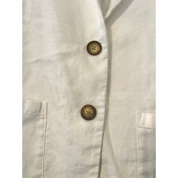 Garnet Hill White Linen Blazer Jacket •L• Button Beach Summer EXC - Picture 5 of 11